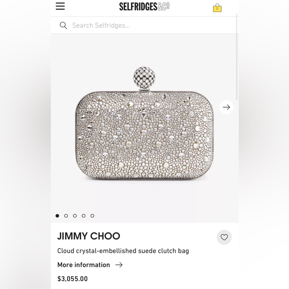 $3k Jimmy Choo Silver Crystal Embellished Cloud Hox Clutch Bag - Picture 9 of 11